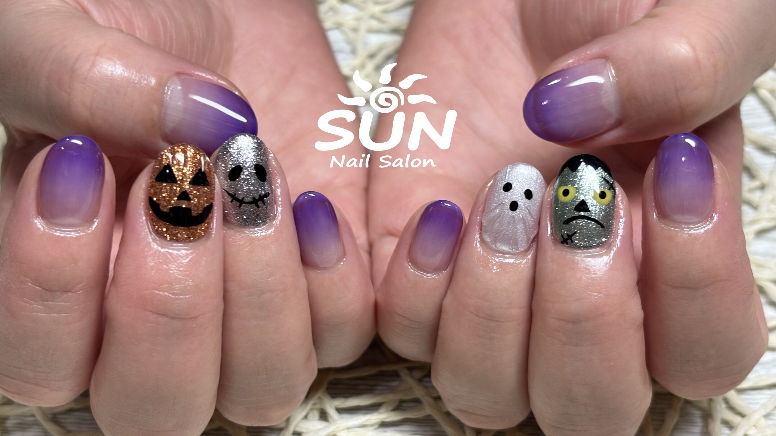 ハロウィンネイル＆紫カラグラデーション