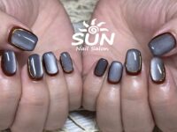 マグネットネイル（ブラウン×くすみブルー）